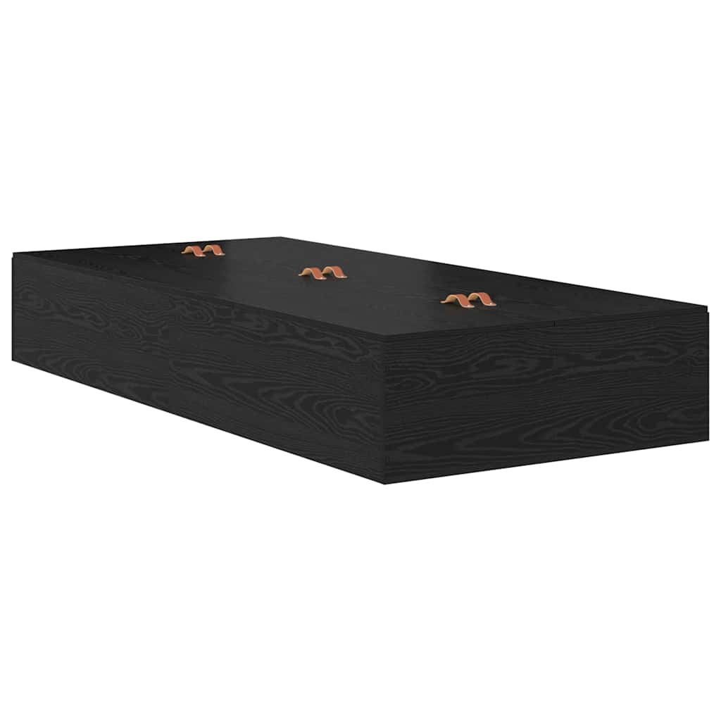 Aufbewahrungsbettgestell Schwarz Eichen-Optik 90 x 200 cm