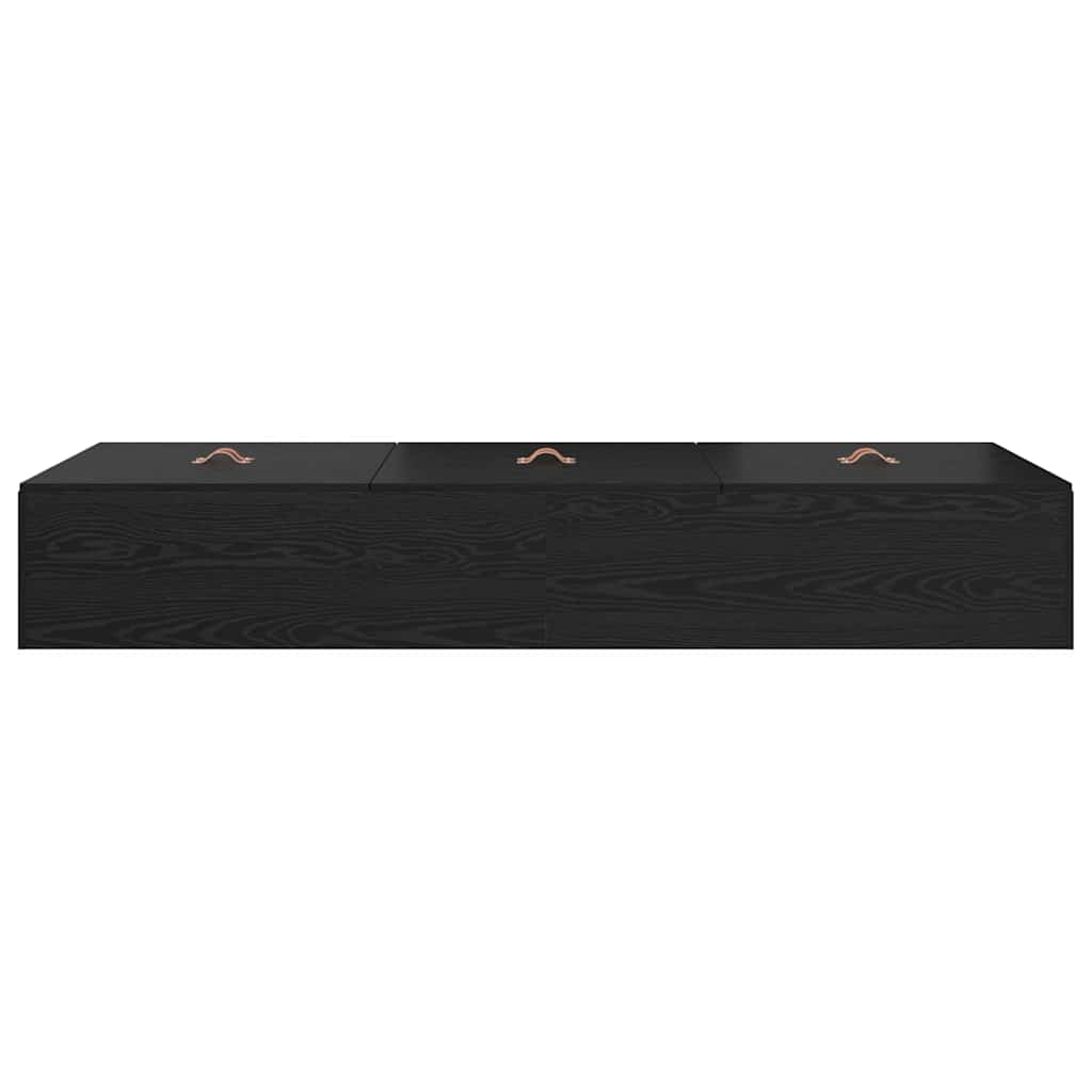 Aufbewahrungsbettgestell Schwarz Eichen-Optik 90 x 200 cm