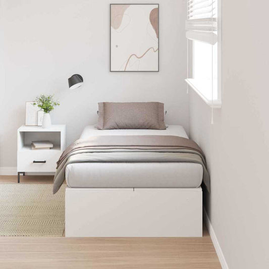 Aufbewahrungsbettgestell Weiß 100 x 200 cm Holzwerkstoff