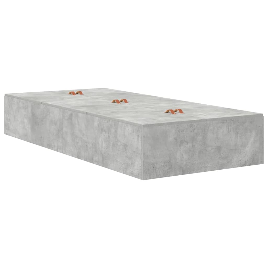 Aufbewahrungsbettgestell Beton Grau 100 x 200 cm Holzwerkstoff