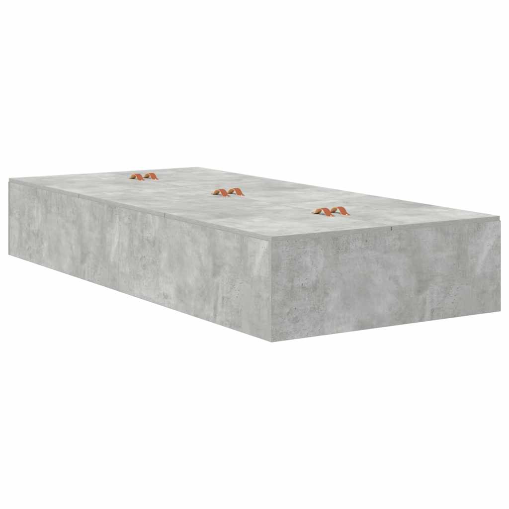 Aufbewahrungsbettgestell Beton Grau 100 x 200 cm Holzwerkstoff