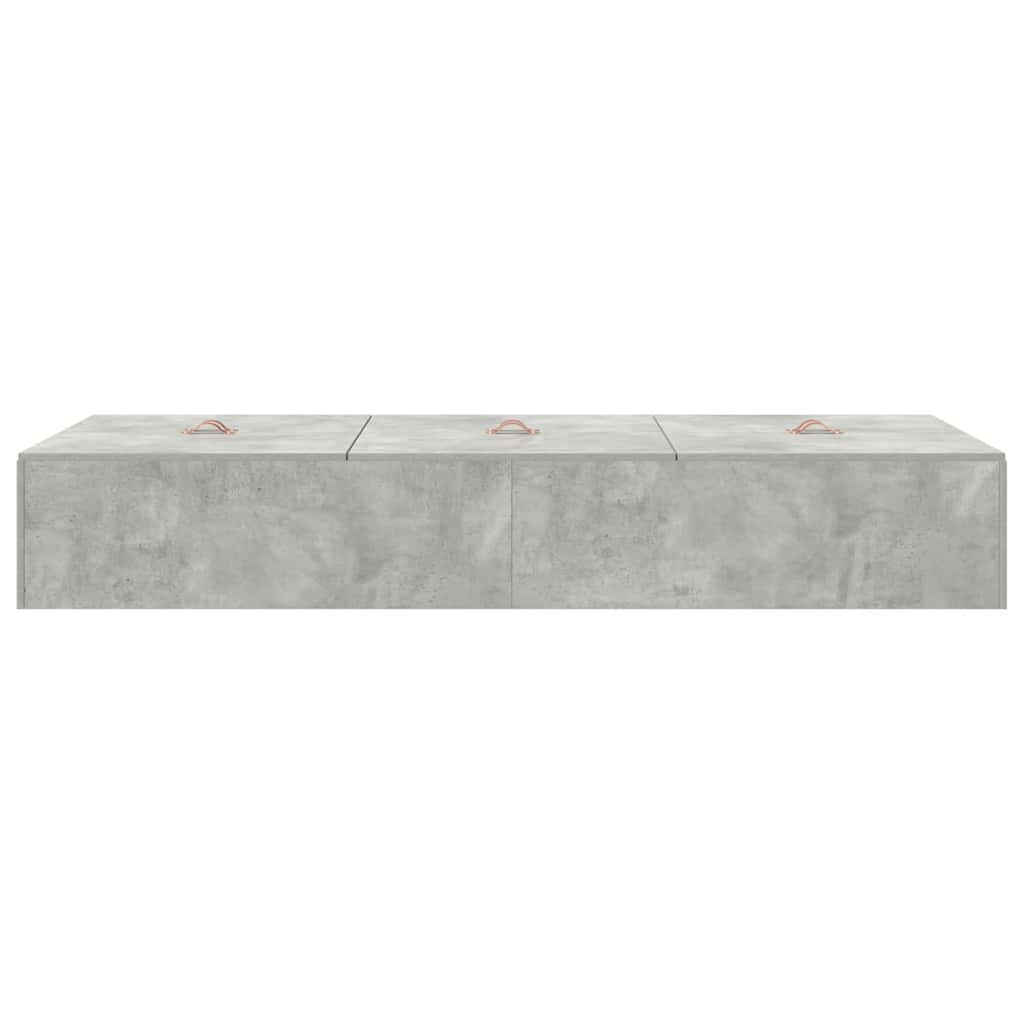 Aufbewahrungsbettgestell Beton Grau 100 x 200 cm Holzwerkstoff