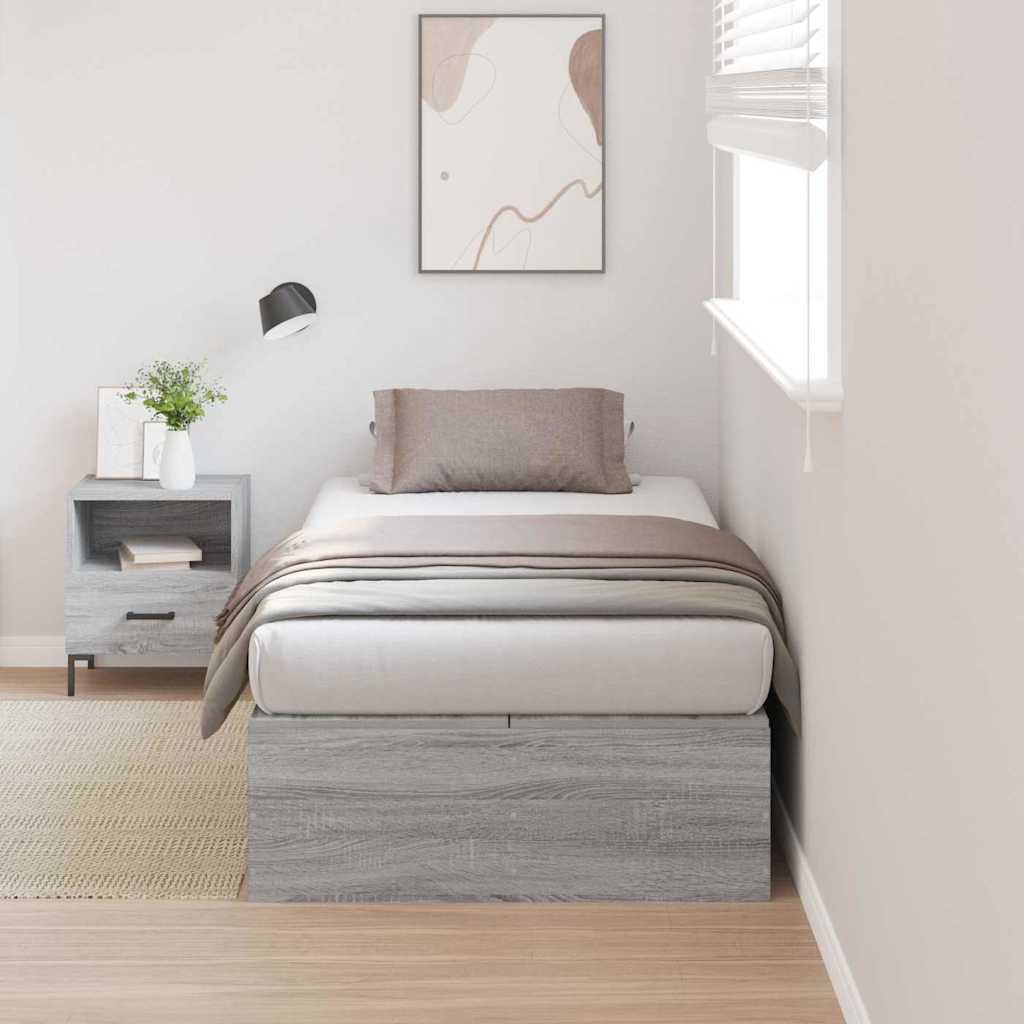 Aufbewahrungsbettgestell mit Tür Graues Sonoma 100 x 200 cm