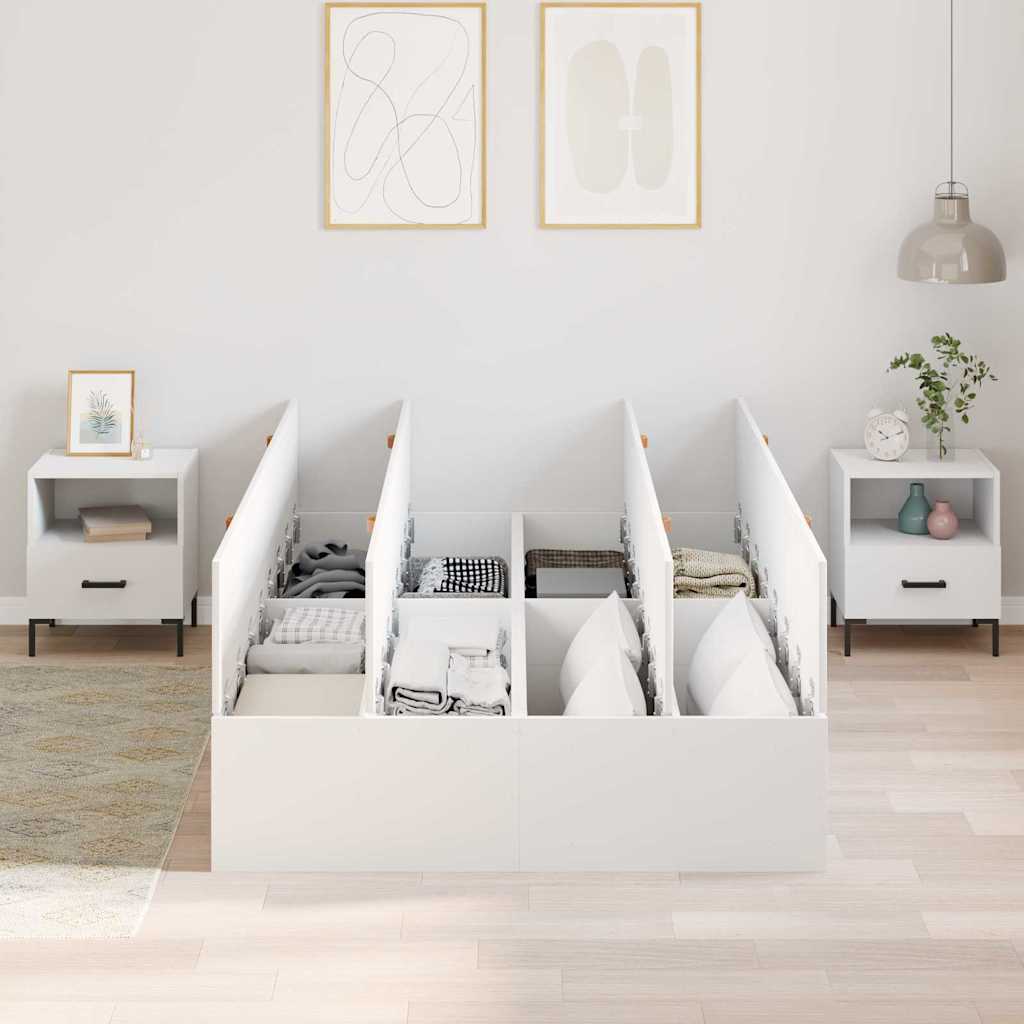 Aufbewahrungsbettgestell Weiß 120 x 200 cm Holzwerkstoff