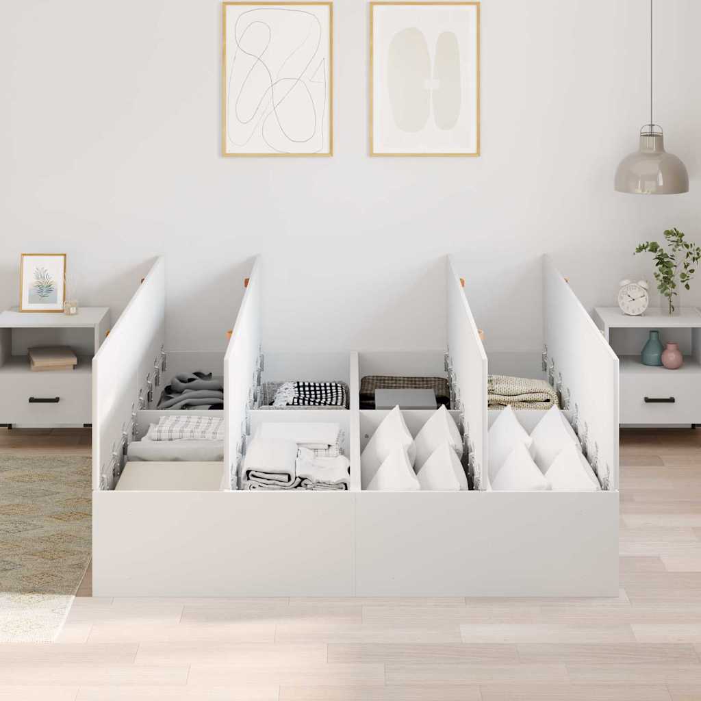 Aufbewahrungsbettgestell Weiß 140 x 200 cm Holzwerkstoff