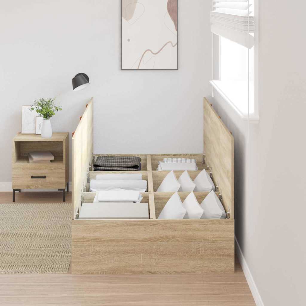 Aufbewahrungsbettgestell Sonoma-Eiche 90 x 190 cm Holzwerkstoff