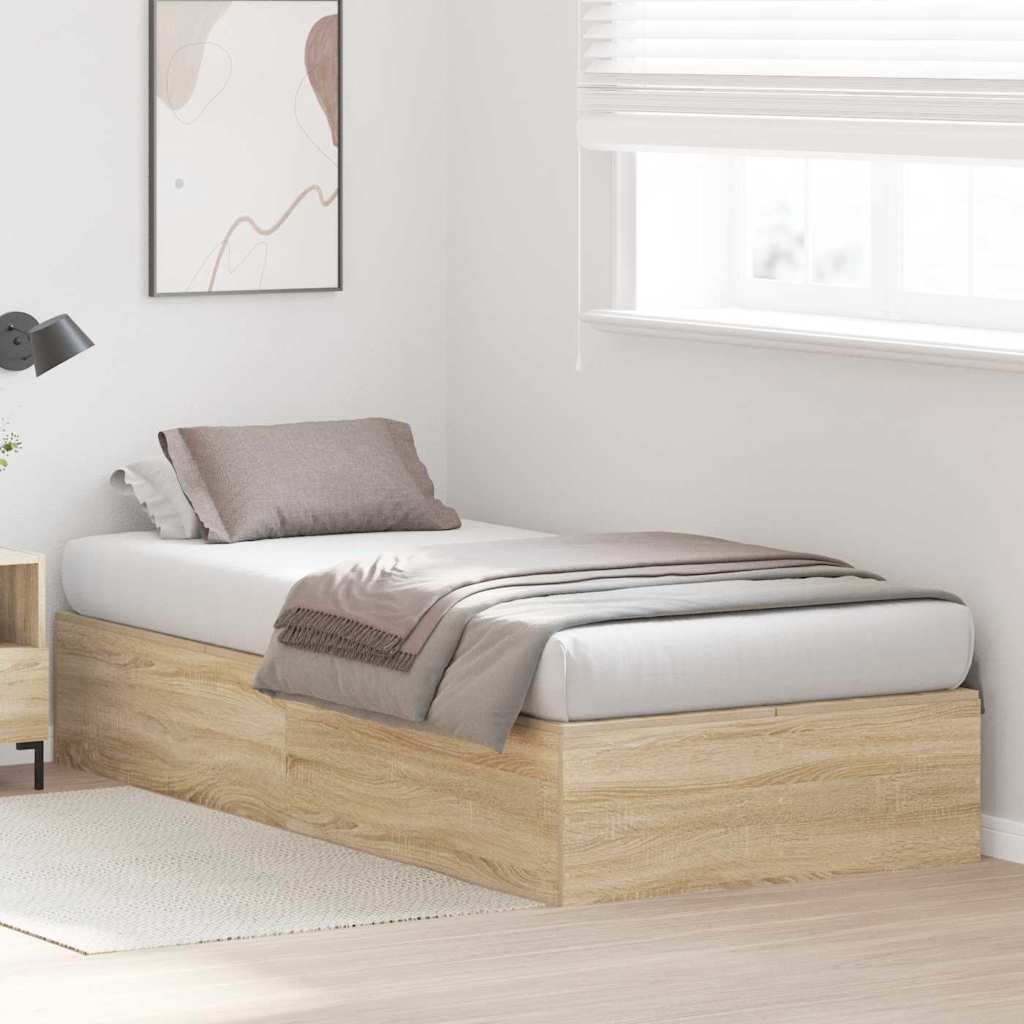 Aufbewahrungsbettgestell Sonoma-Eiche 90 x 190 cm Holzwerkstoff