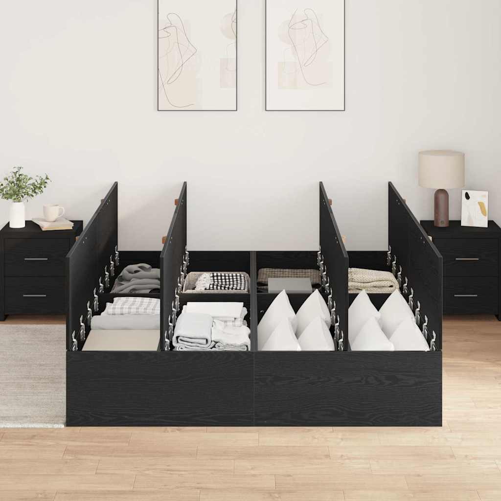 Bettgestell Schwarze Eiche 135 x 190 cm Holzwerkstoff