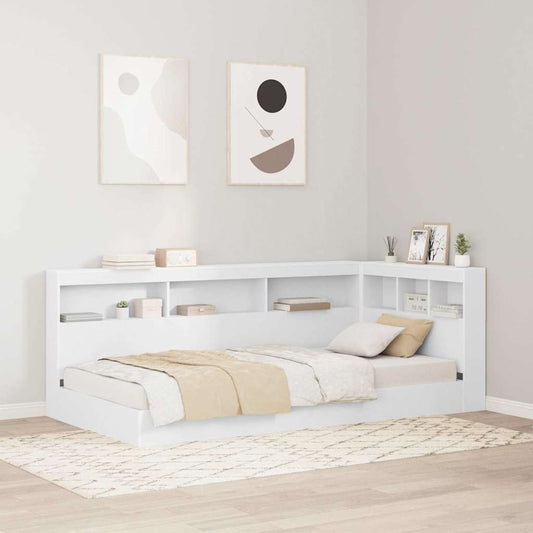 Stauraum-Kopfteil mit Regal Weiß 80 cm Holzwerkstoff