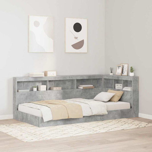 Stauraum-Kopfteil mit Regal Betongrau 90 cm Holzwerkstoff