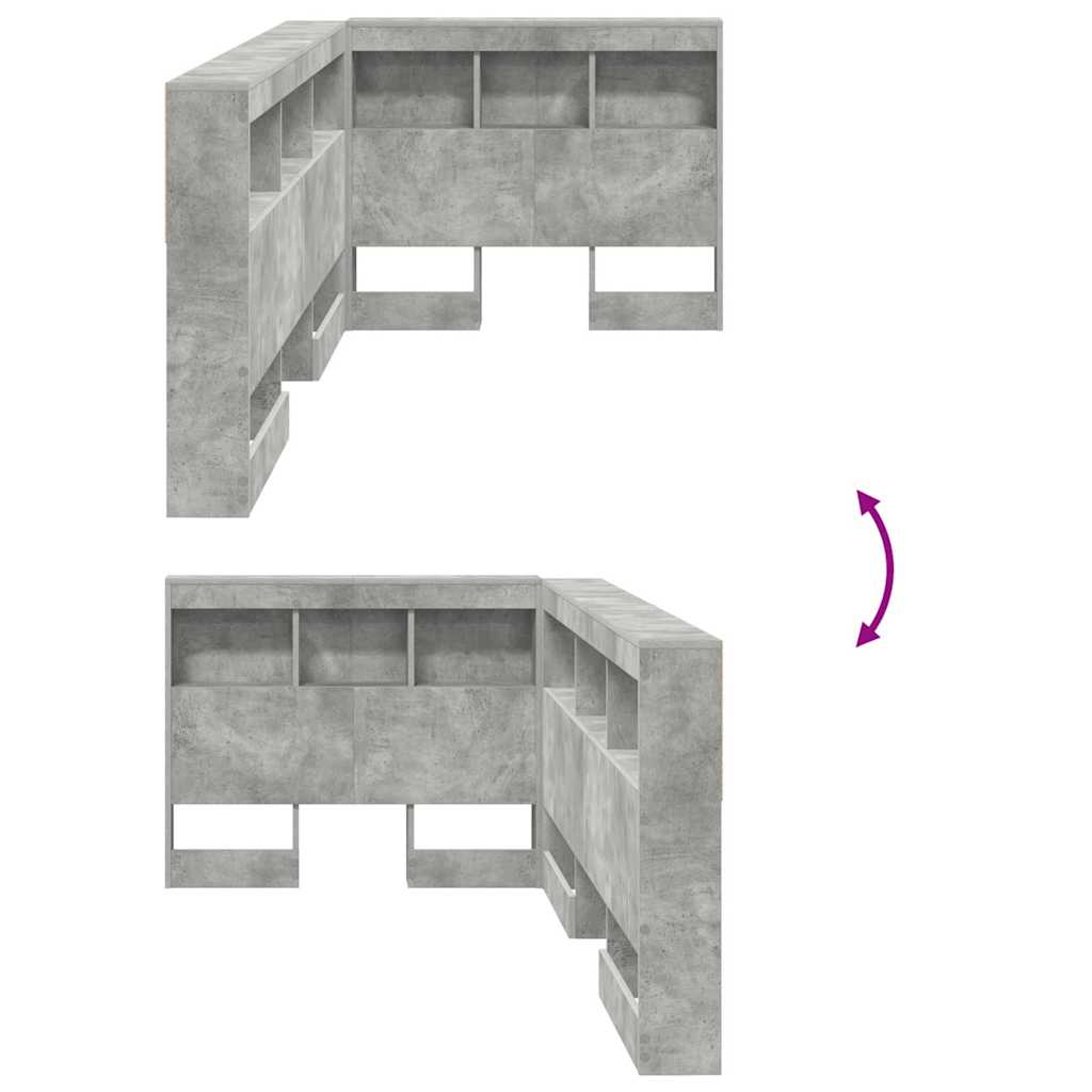 Aufbewahrungskopfteil Beton Grau Holzwerkstoff