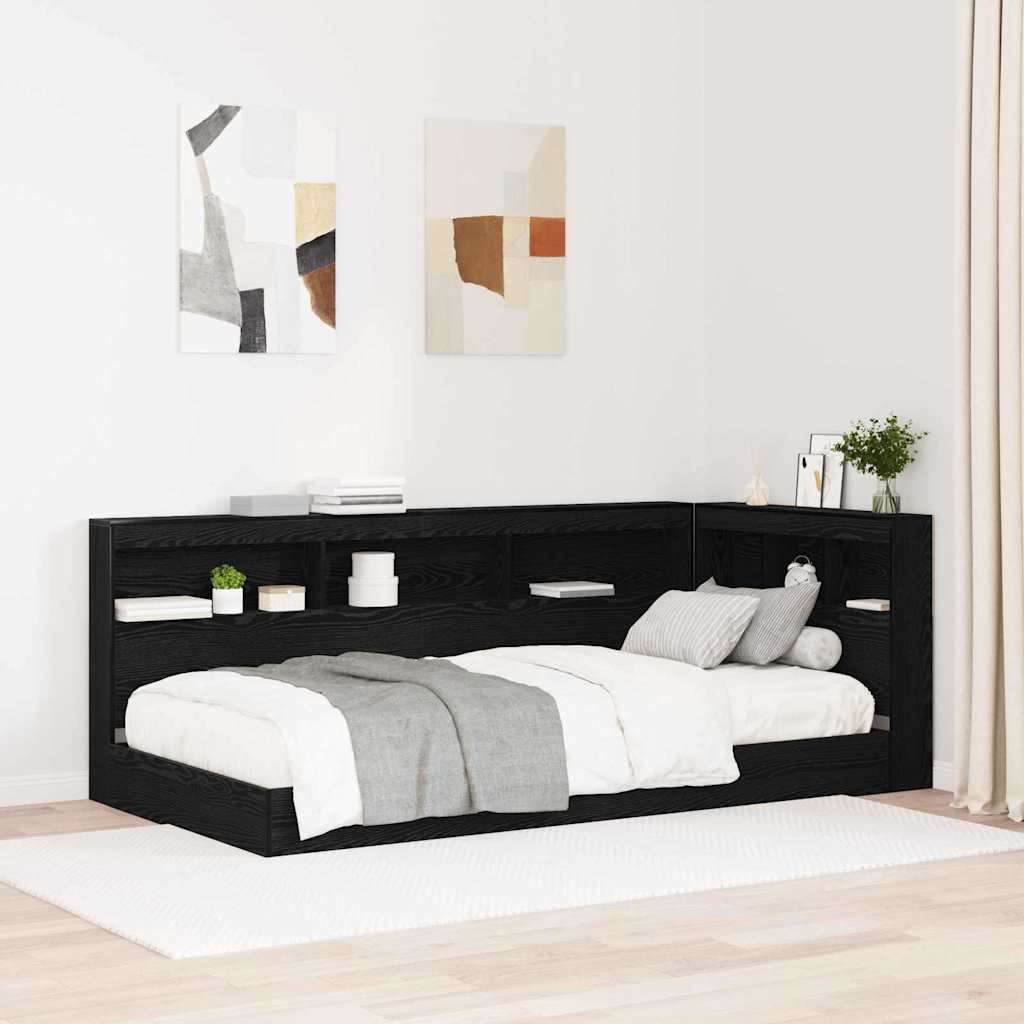 Aufbewahrungskopfteil Schwarz Eichen-Optik 100 cm Holzwerkstoff