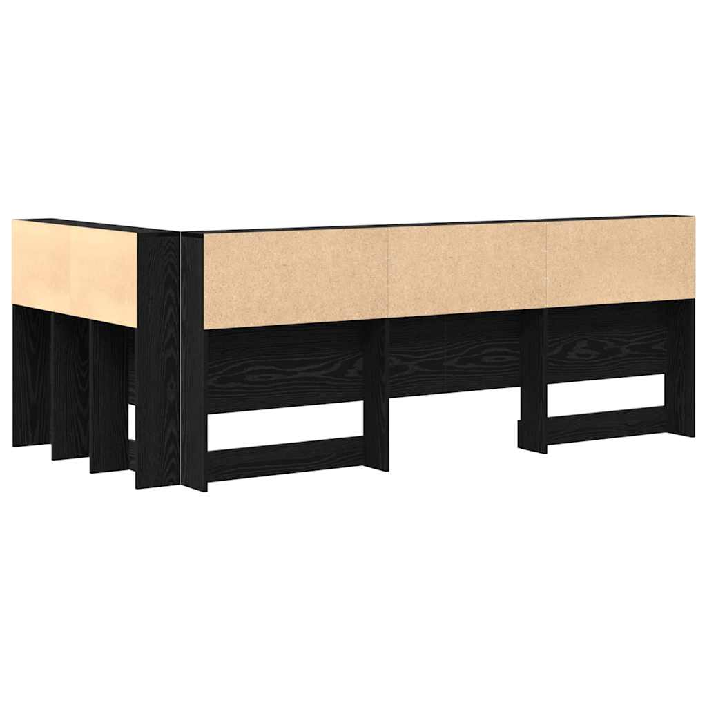 Aufbewahrungskopfteil Schwarz Eichen-Optik 100 cm Holzwerkstoff