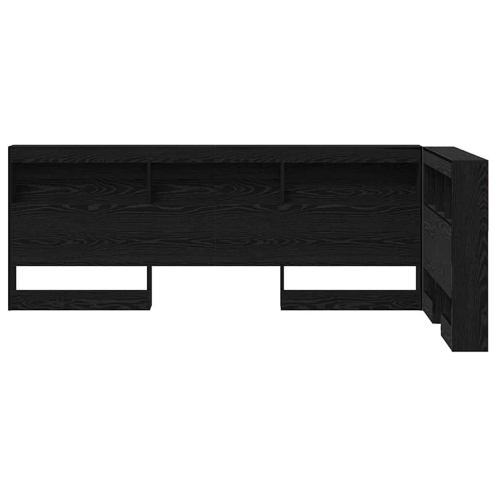 Aufbewahrungskopfteil Schwarz Eichen-Optik 100 cm Holzwerkstoff