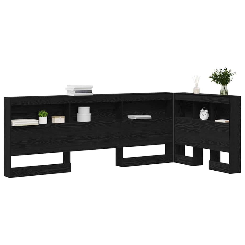 Aufbewahrungskopfteil Schwarz Eichen-Optik 100 cm Holzwerkstoff