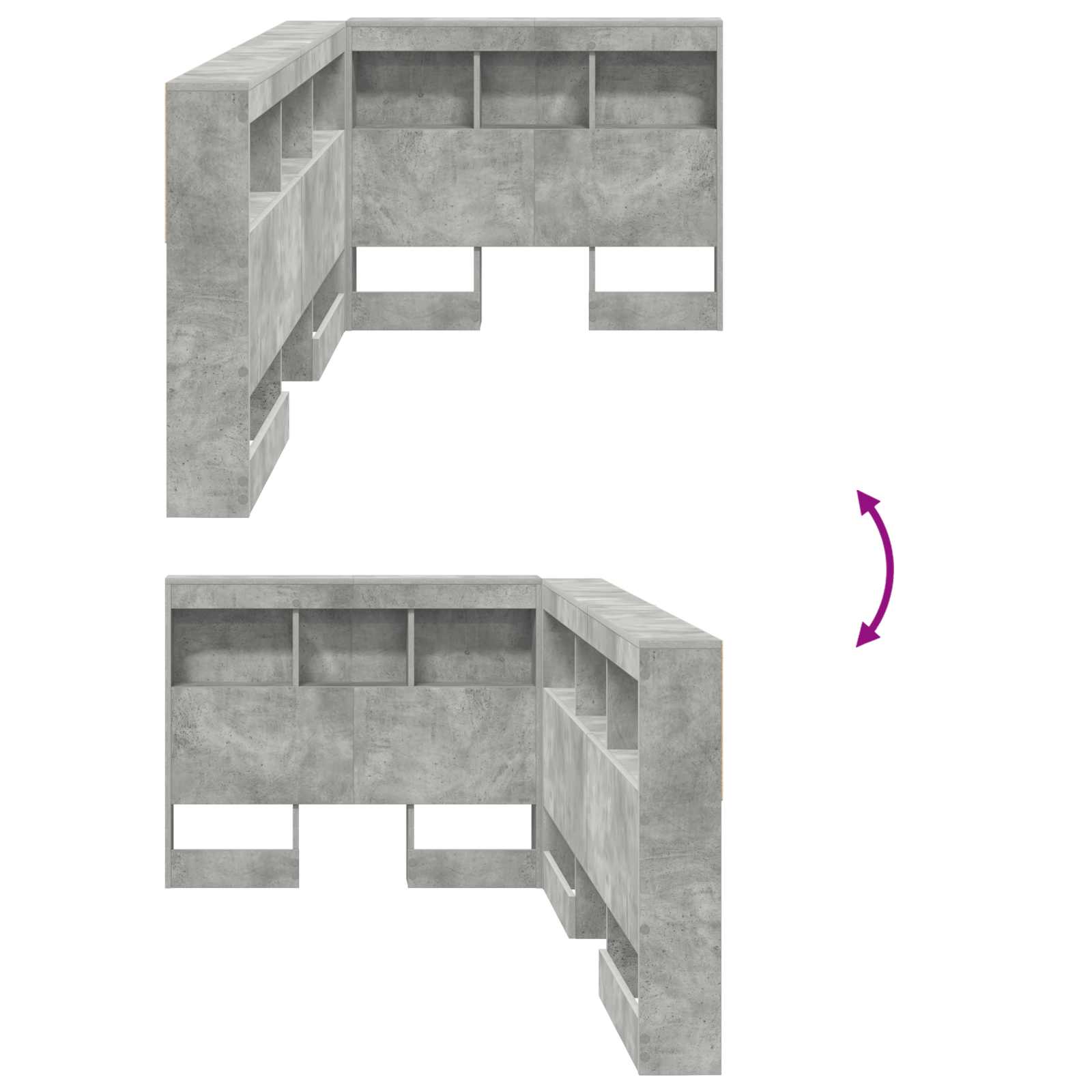 Aufbewahrungskopfteil Betongrau Holzwerkstoff