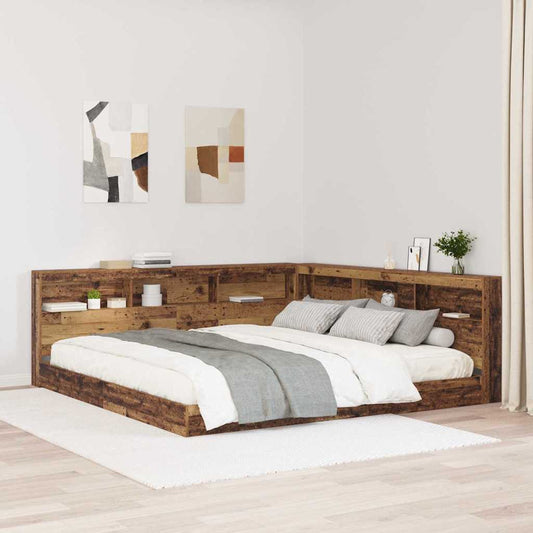 Stauraum-Kopfteil mit Regal Altholz 200 cm Holzwerkstoff