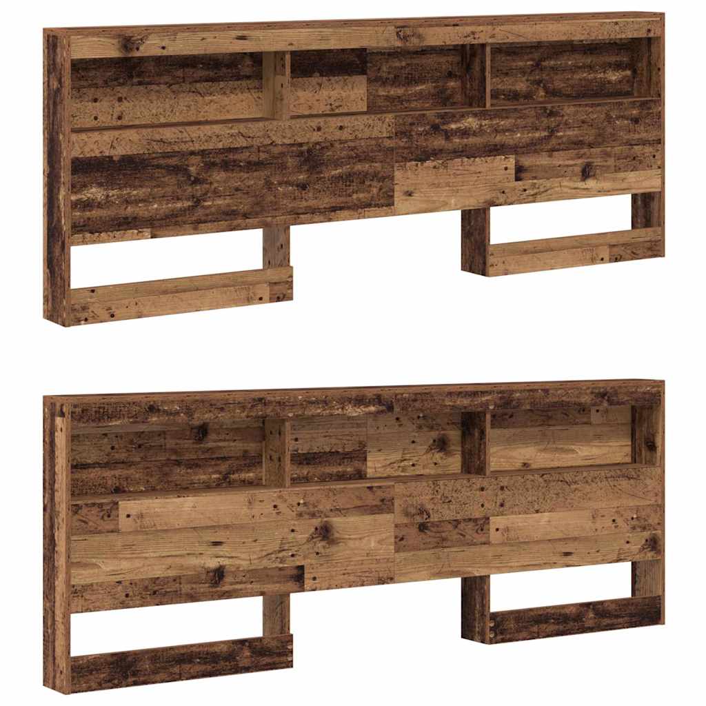 Stauraum-Kopfteil mit Regal Altholz 200 cm Holzwerkstoff