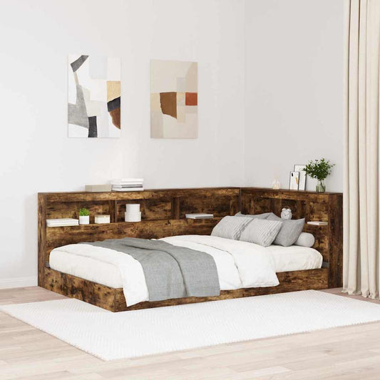 Stauraum-Kopfteil mit Regal Räuchereiche 120 cm Holzwerkstoff
