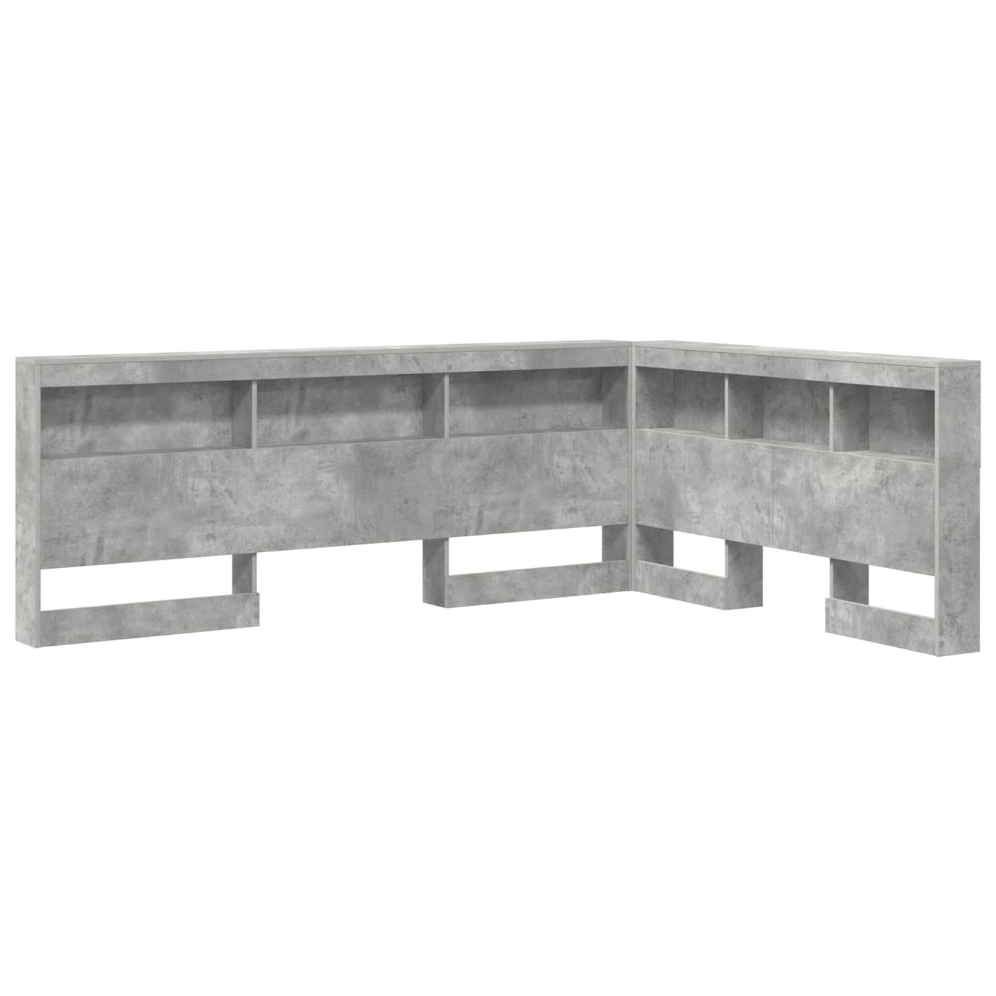 Aufbewahrungskopfteil mit Regal Beton Grau 140 cm Holzwerkstoff