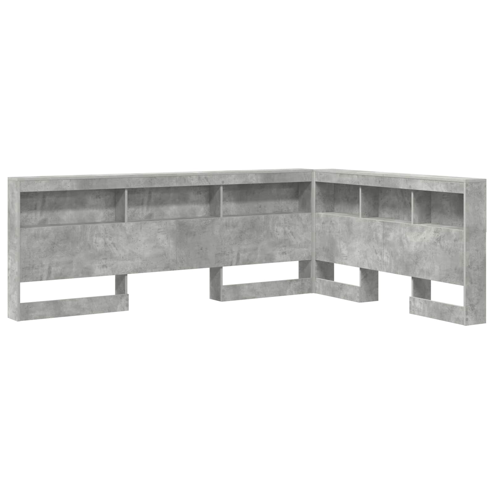 Aufbewahrungskopfteil mit Regal Beton Grau 140 cm Holzwerkstoff