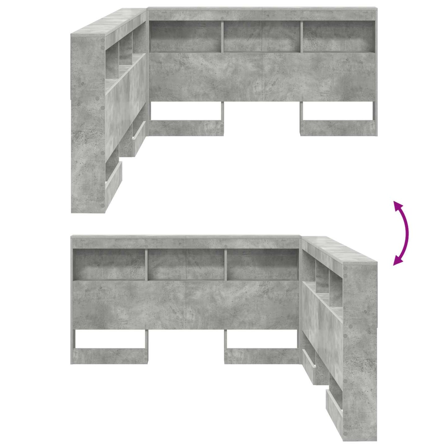 Aufbewahrungskopfteil mit Regal Beton Grau 140 cm Holzwerkstoff