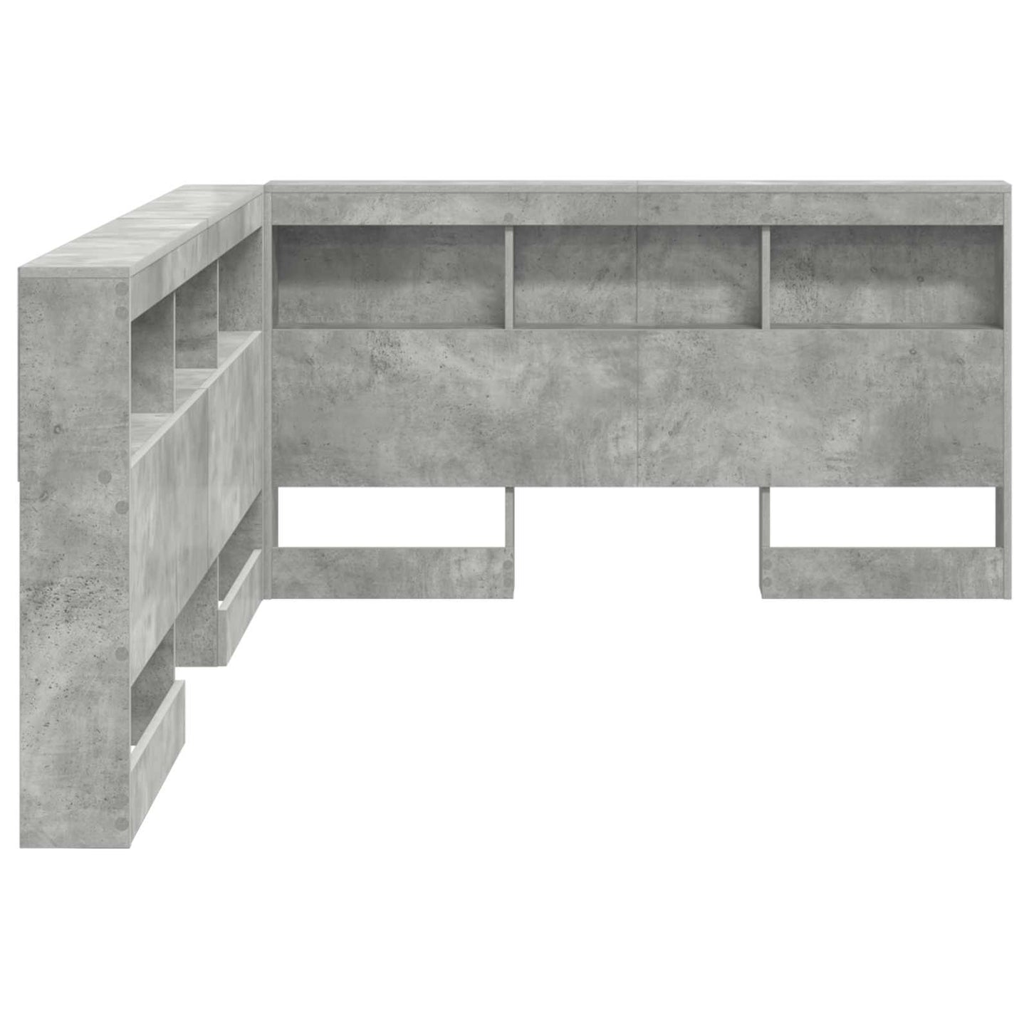 Aufbewahrungskopfteil mit Regal Beton Grau 140 cm Holzwerkstoff