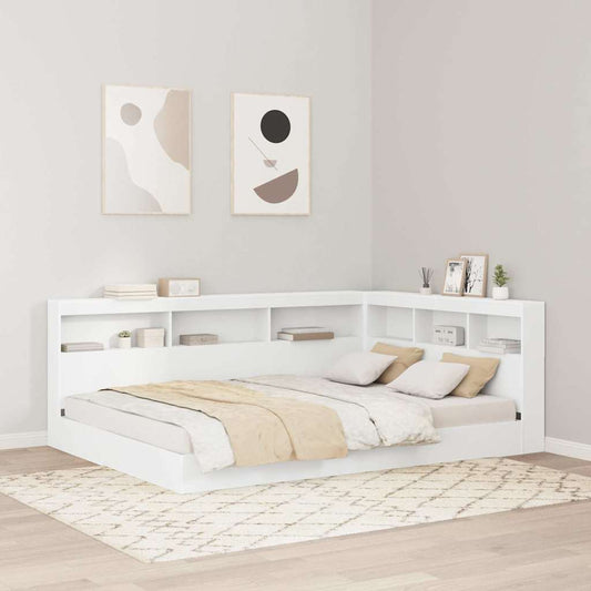 Stauraum-Kopfteil mit Regal Weiß 150 cm Holzwerkstoff