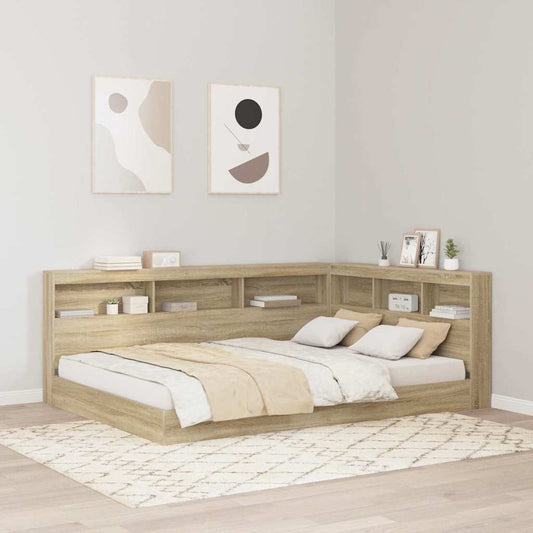 Stauraum-Kopfteil mit Regal Sonoma-Eiche 150 cm Holzwerkstoff
