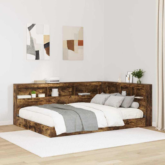 Stauraum-Kopfteil mit Regal Räuchereiche 150 cm Holzwerkstoff