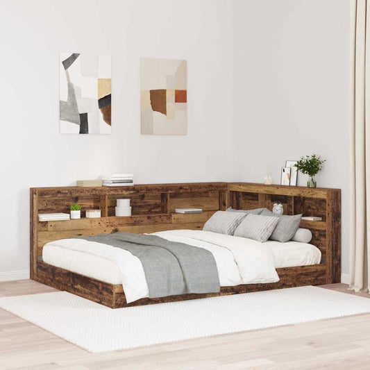 Stauraum-Kopfteil mit Regal Altholz 150 cm Holzwerkstoff