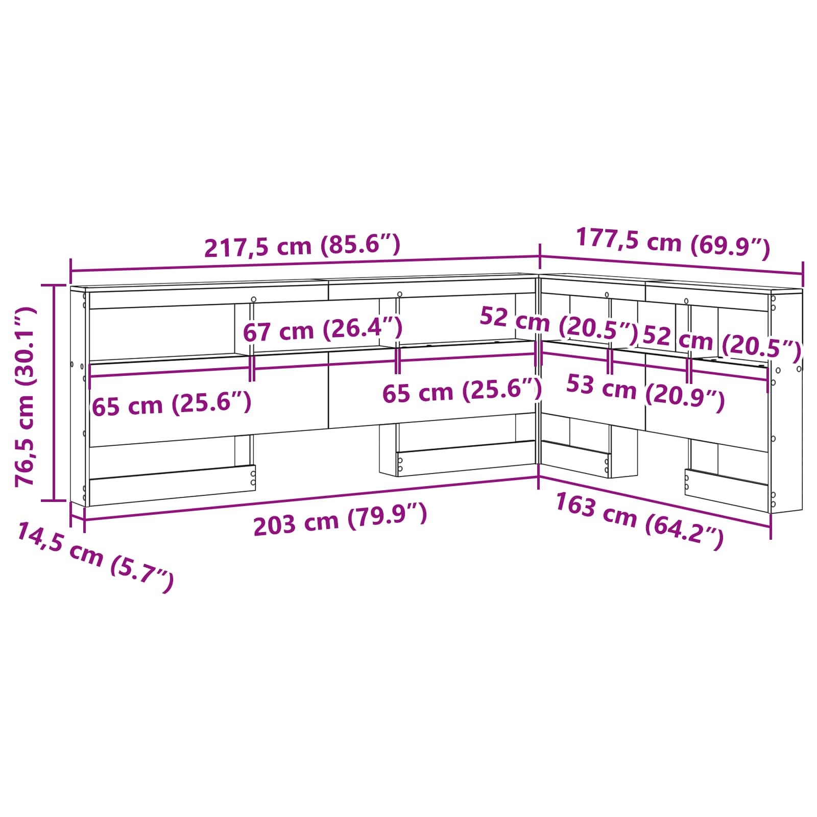 Aufbewahrungskopfteil Weiß Holzwerkstoff