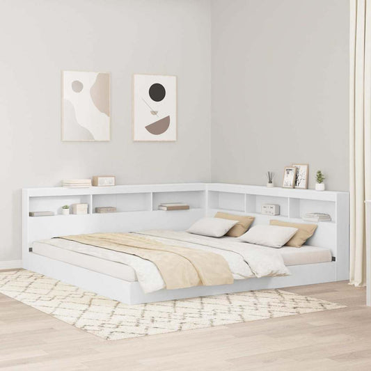 Stauraum-Kopfteil mit Regal Weiß 180 cm Holzwerkstoff