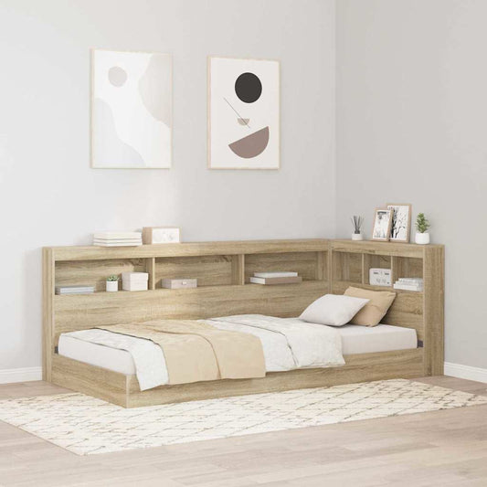 Stauraum-Kopfteil mit Regal Sonoma-Eiche 90 cm Holzwerkstoff