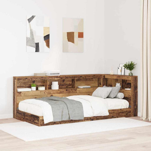 Stauraum-Kopfteil mit Regal Altholz 90 cm Holzwerkstoff