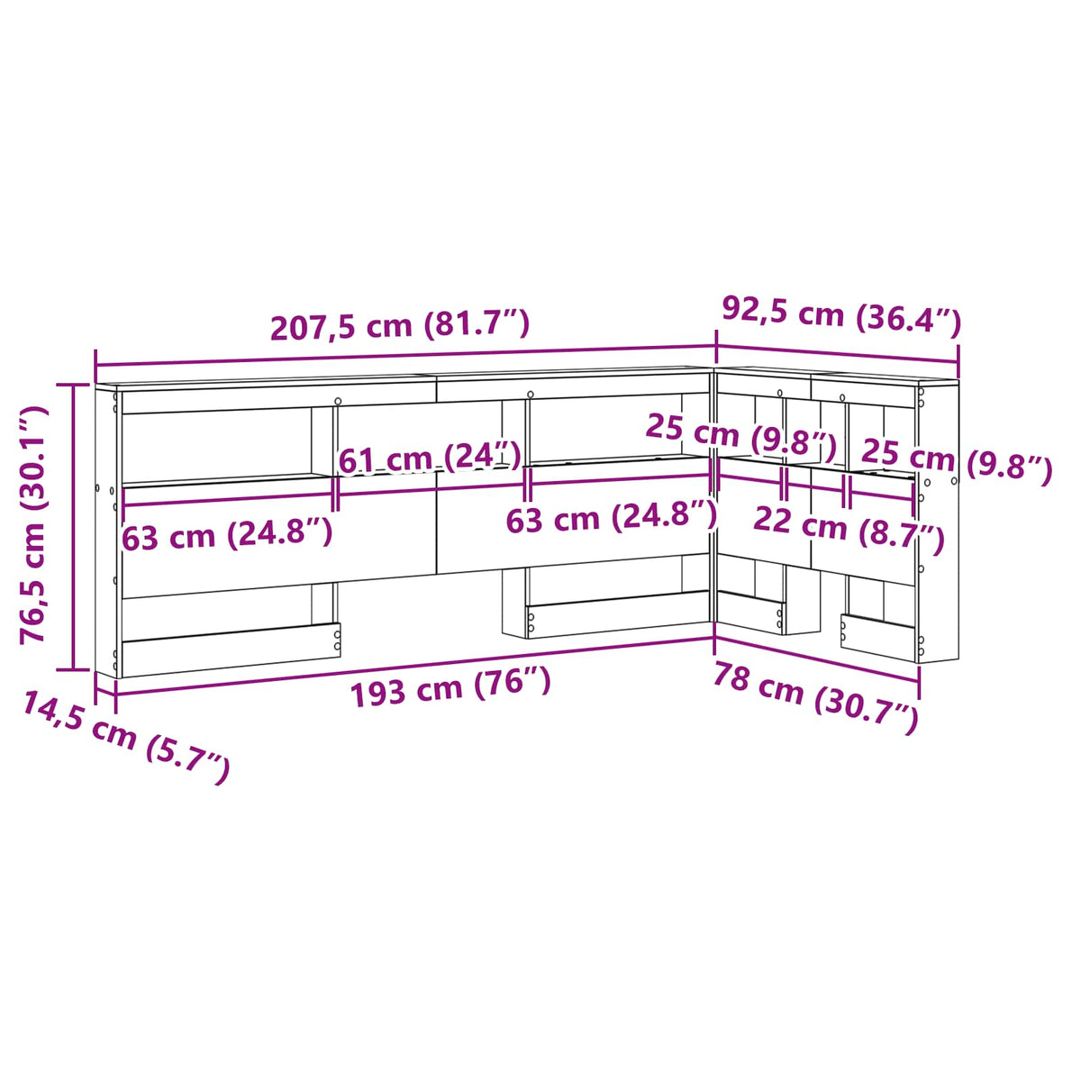 Aufbewahrungskopfteil Weiß Holzwerkstoff