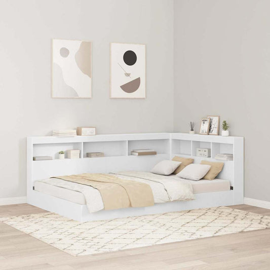 Stauraum-Kopfteil mit Regal Weiß 120 cm Holzwerkstoff