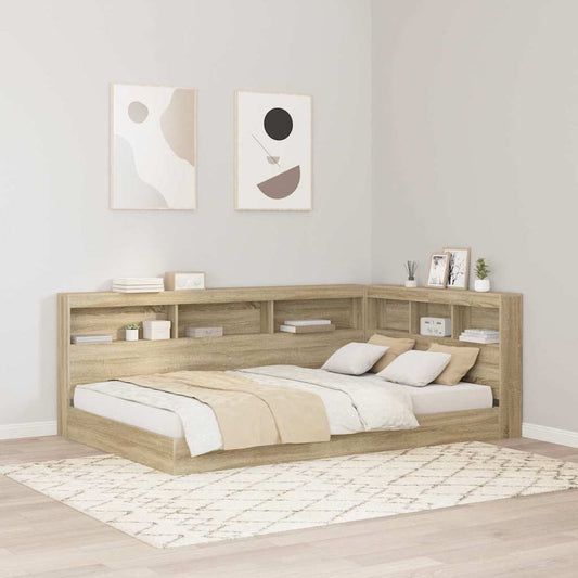 Stauraum-Kopfteil mit Regal Sonoma-Eiche 120 cm Holzwerkstoff