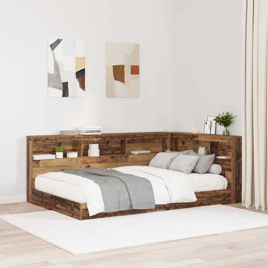 Stauraum-Kopfteil mit Regal Altholz 120 cm Holzwerkstoff