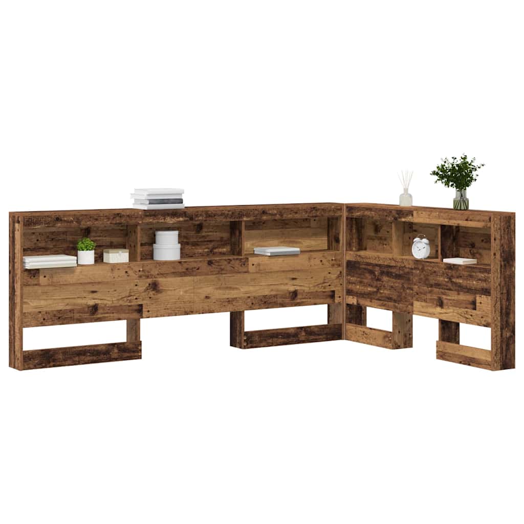 Stauraum-Kopfteil mit Regal Altholz 120 cm Holzwerkstoff