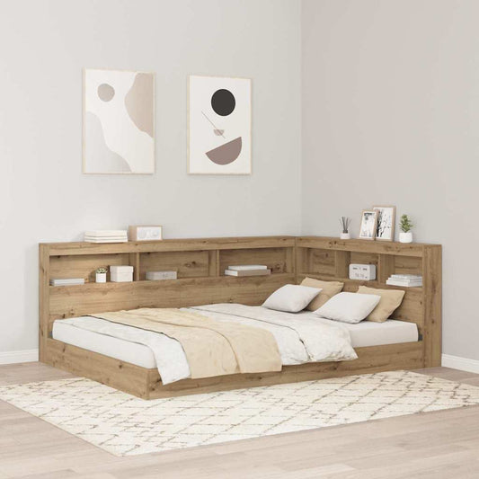 Stauraum-Kopfteil mit Regal Artisan-Eiche 140 cm Holzwerkstoff