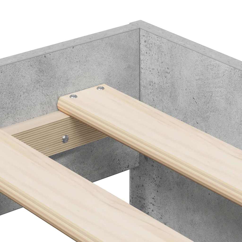 Bett mit Stauraum Beton Grau 244 x 127 x 53.5 cm Holzwerkstoff
