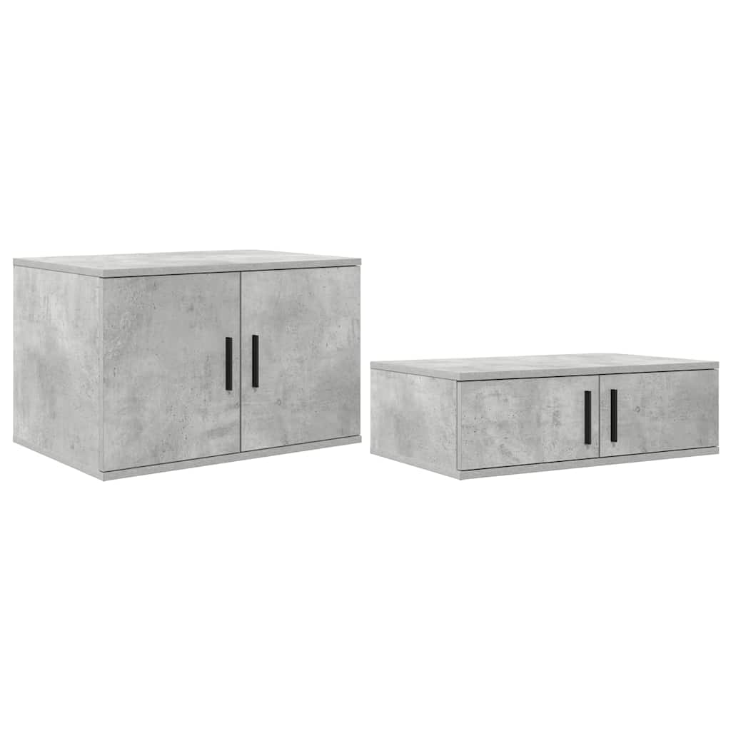 Bett mit Stauraum Beton Grau 244 x 127 x 53.5 cm Holzwerkstoff