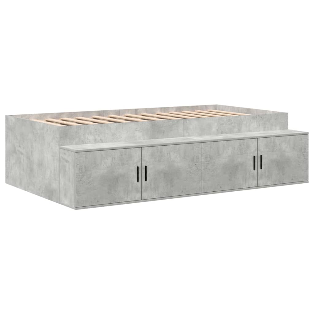 Bett mit Stauraum Beton Grau 244 x 127 x 53.5 cm Holzwerkstoff