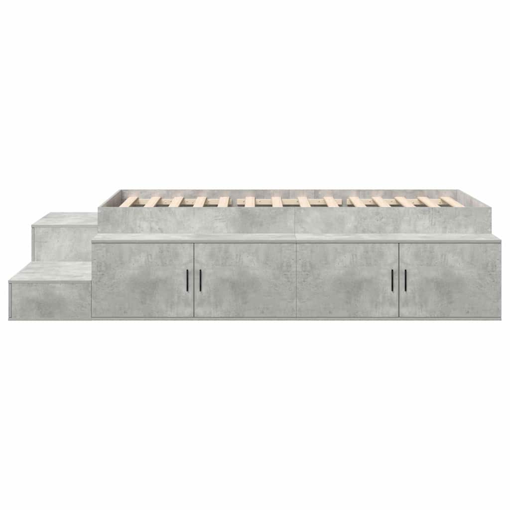 Bett mit Stauraum Beton Grau 244 x 127 x 53.5 cm Holzwerkstoff