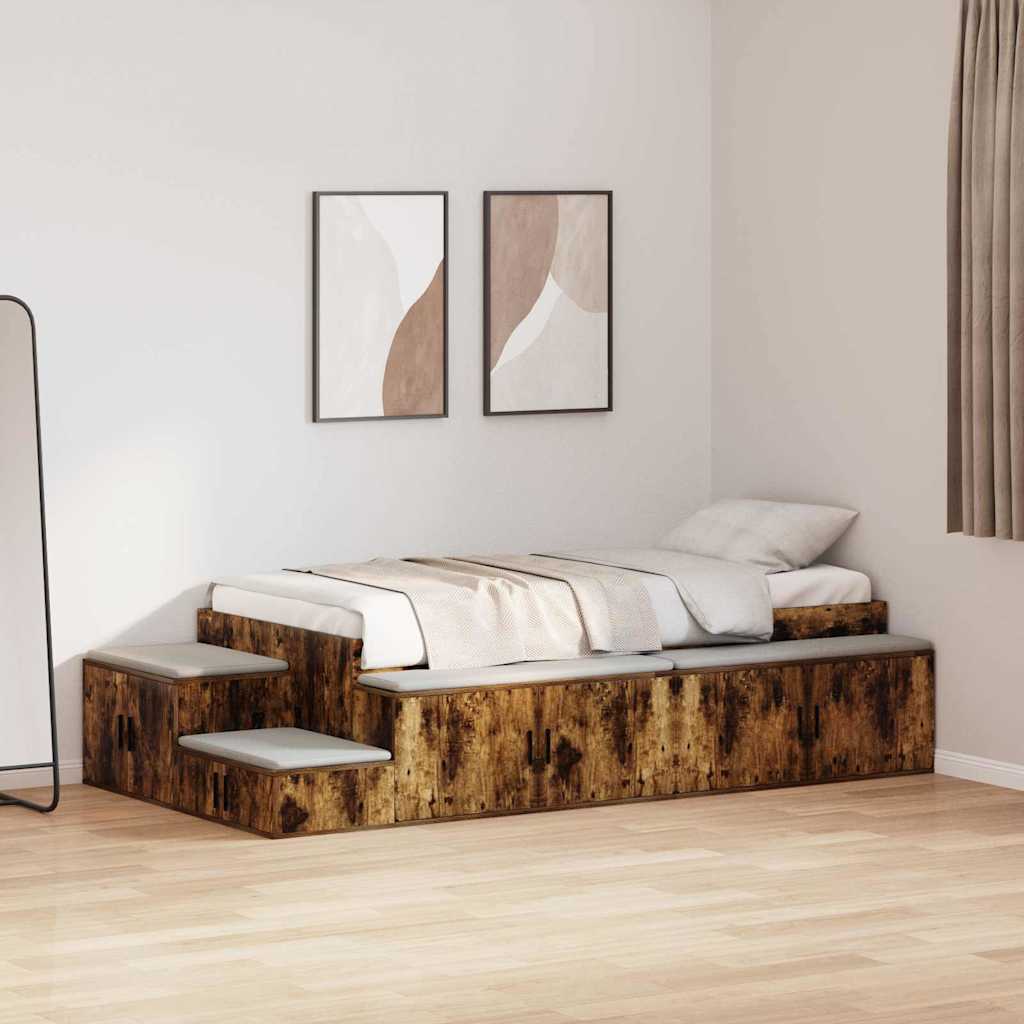 Bett mit Stauraum mit Tür Geräucherte Eiche 244 x 127 x 53.5 cm