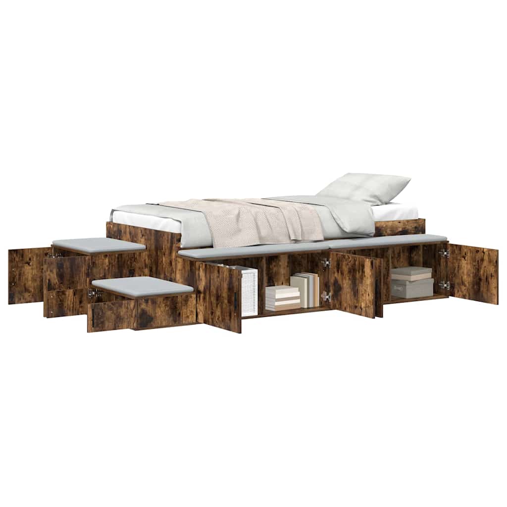 Bett mit Stauraum mit Tür Geräucherte Eiche 244 x 127 x 53.5 cm