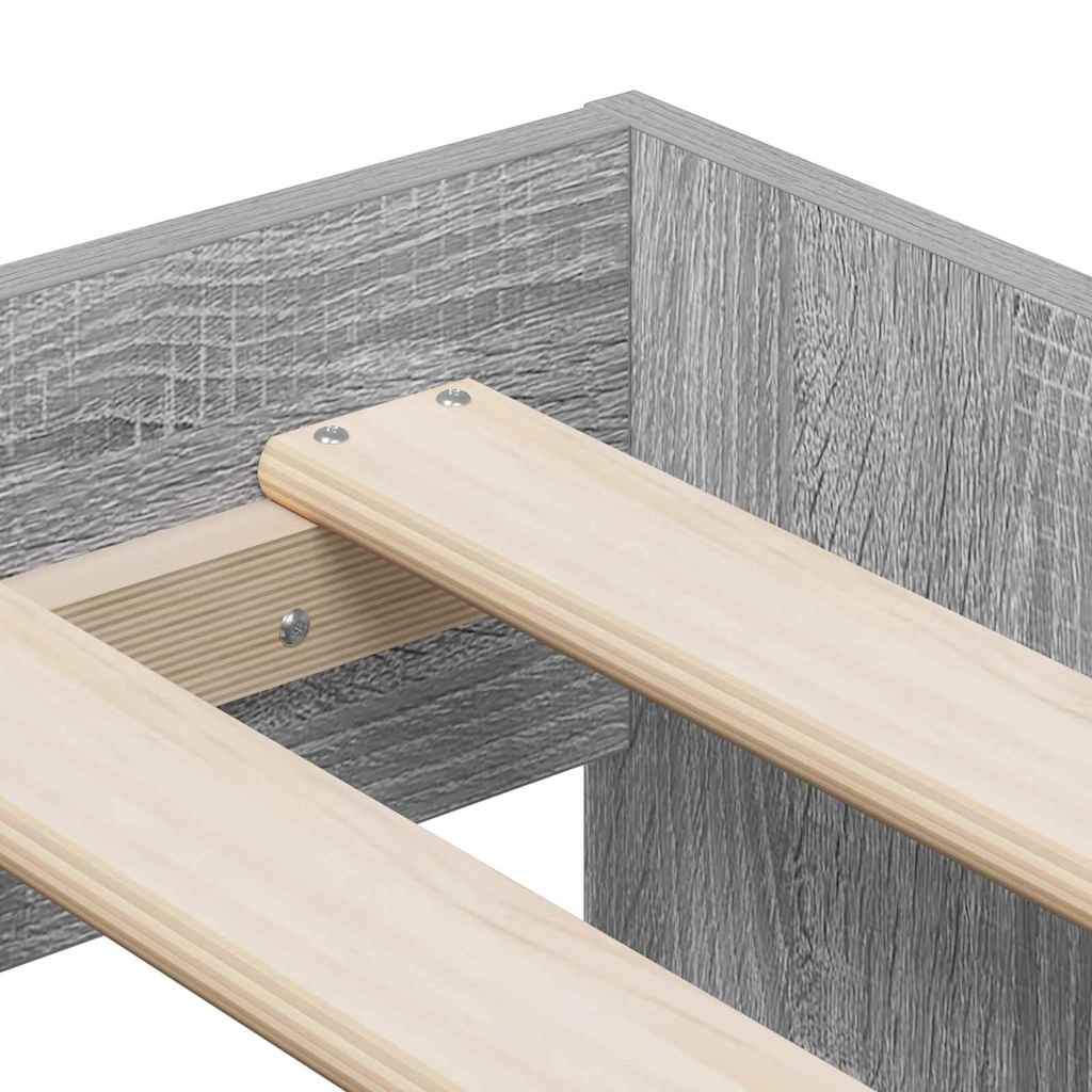 Bett mit Stauraum Grau Sonoma 244 x 127 x 53.5 cm Holzwerkstoff