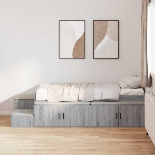 Bett mit Stauraum Grau Sonoma 244 x 127 x 53.5 cm Holzwerkstoff