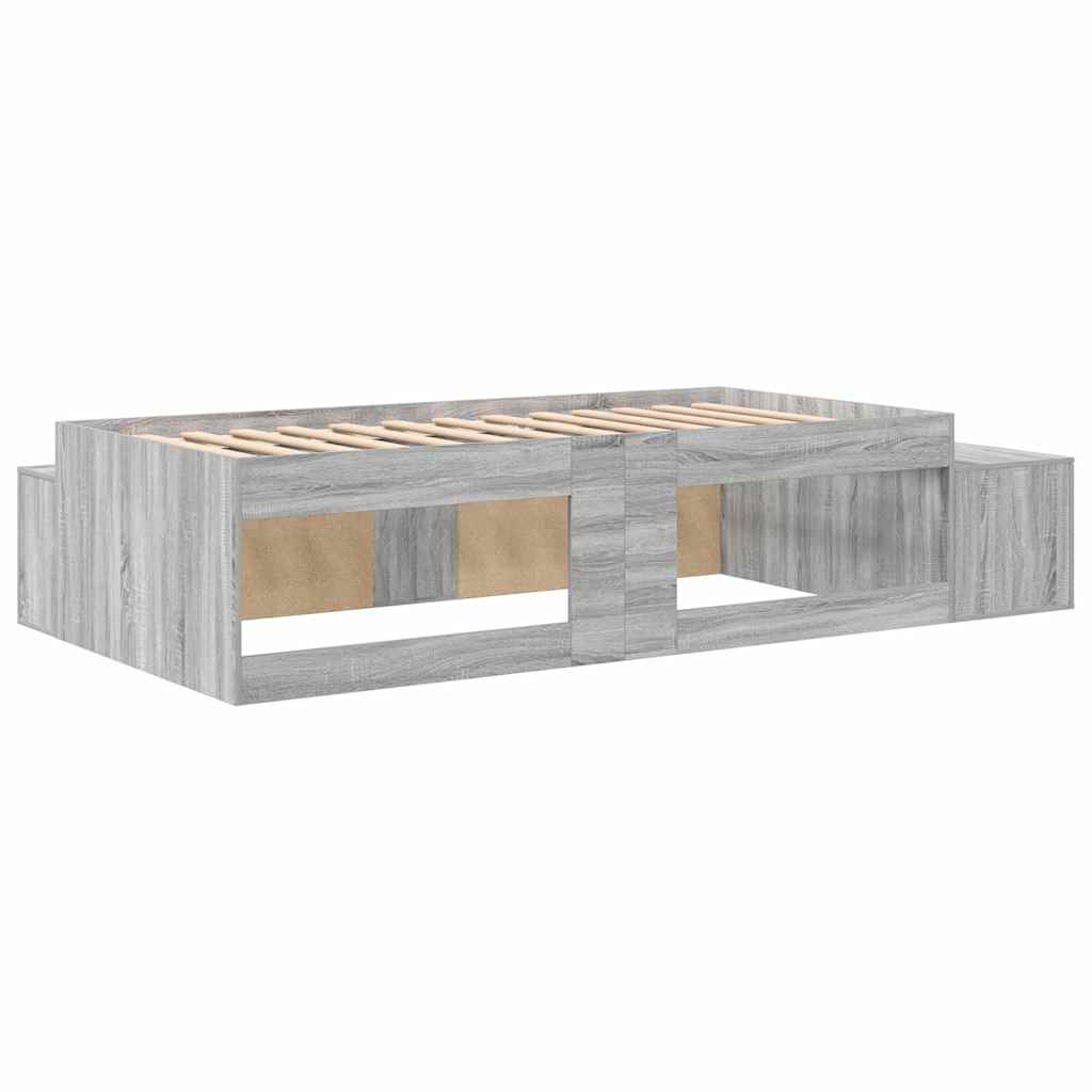 Bett mit Stauraum Grau Sonoma 244 x 127 x 53.5 cm Holzwerkstoff